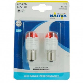 Лампа NARVA RANGE PERFORMANCE LED W21/5W 12V 0.8W/1.75W red 2 шт. Лампа NARVA RANGE PERFORMANCE LED W21/5W 12V 0.8W/1.75W red 2 шт.